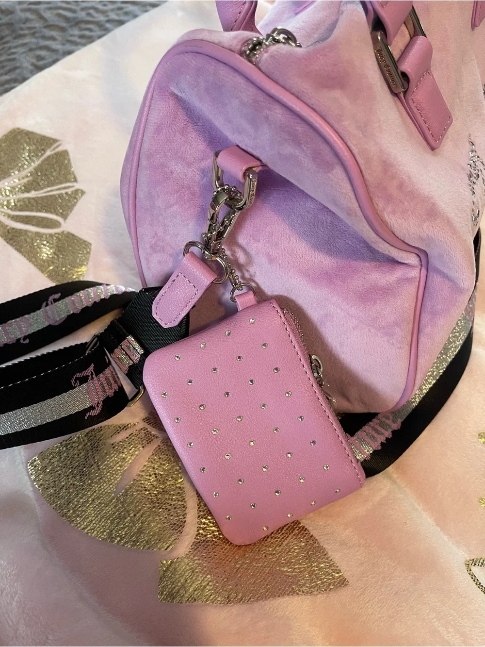 Juicy Couture Lavender-Pink Rhinestone Logo Satchel